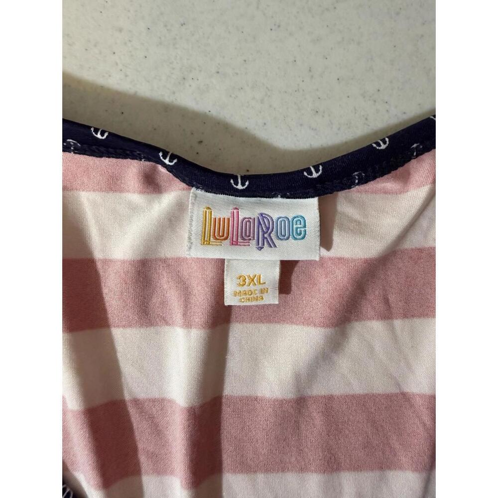 LuLaRoe Nicki Dress 3XL Patriotic Red White Blue Anchors Sleeveless - Picture 5 of 10